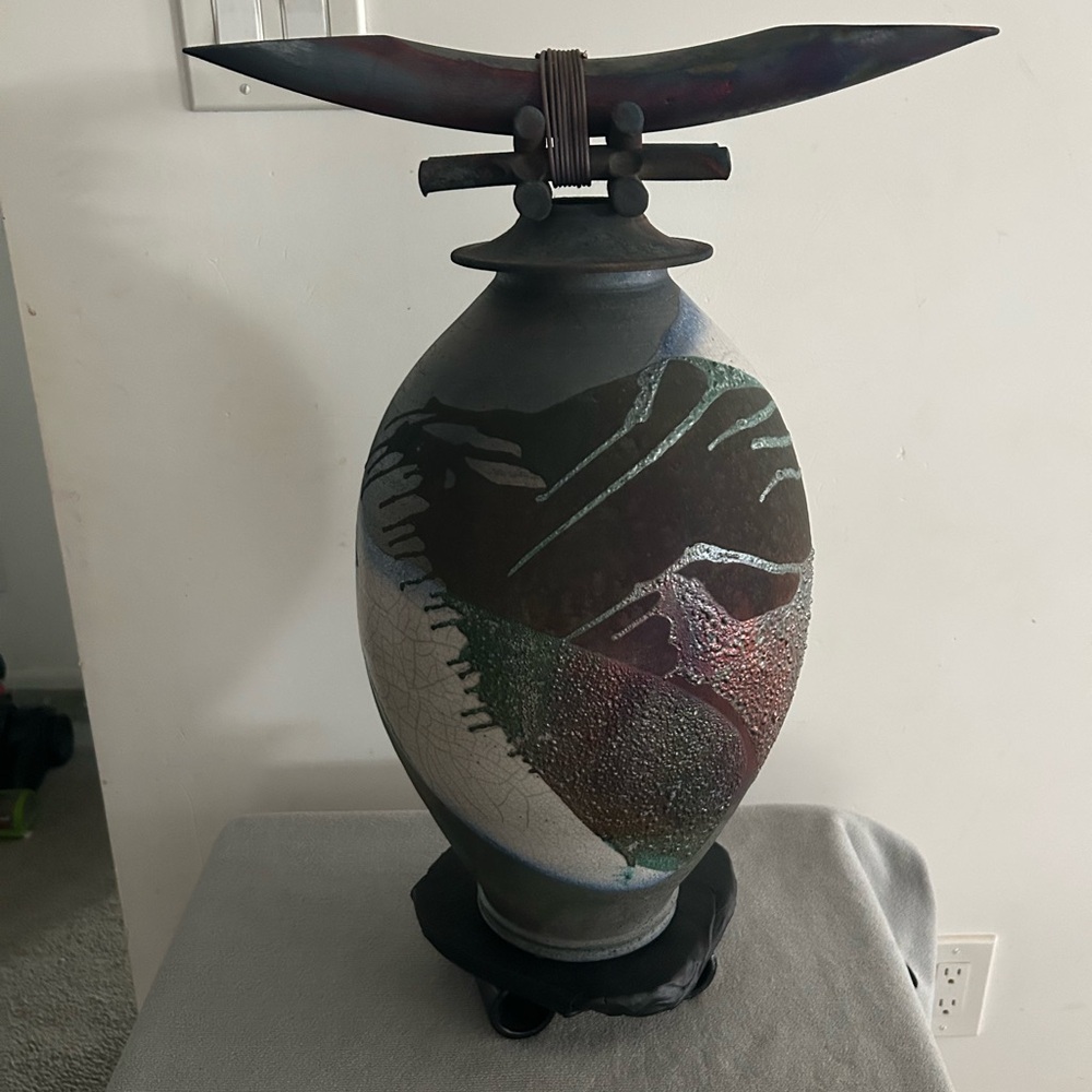 Jeff Chang Roku Warrior Fired Ceramic Pot Vase